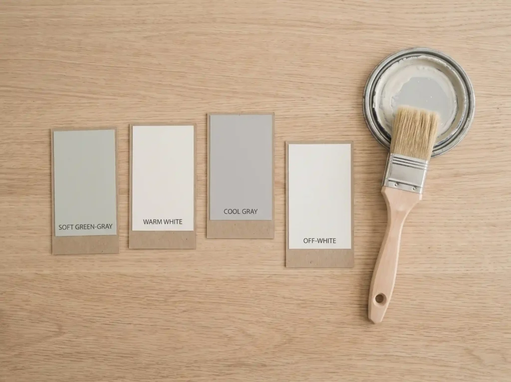 Sea Salt Sherwin Williams: Ideas & Styles for Every Room in Your Home 8 Sea Salt coordinating paint colors palette flatlay