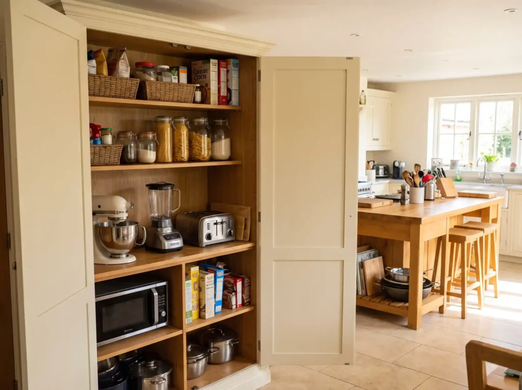 large kitchen pantry cabinet in a spacious family kitchen