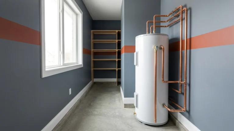New tank water heater in a tidy utility closet after a hot water heater replacement